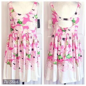 NWT French Connection Pink Multi Floral Fit & Flare Dress 12